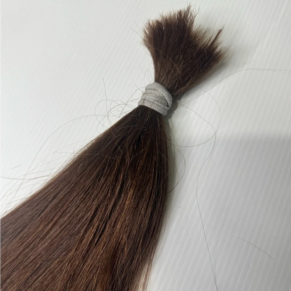 24” Yaki Straight 100% Human Hair | Color #6 Medium Brown  | Premium Bulk Hair
